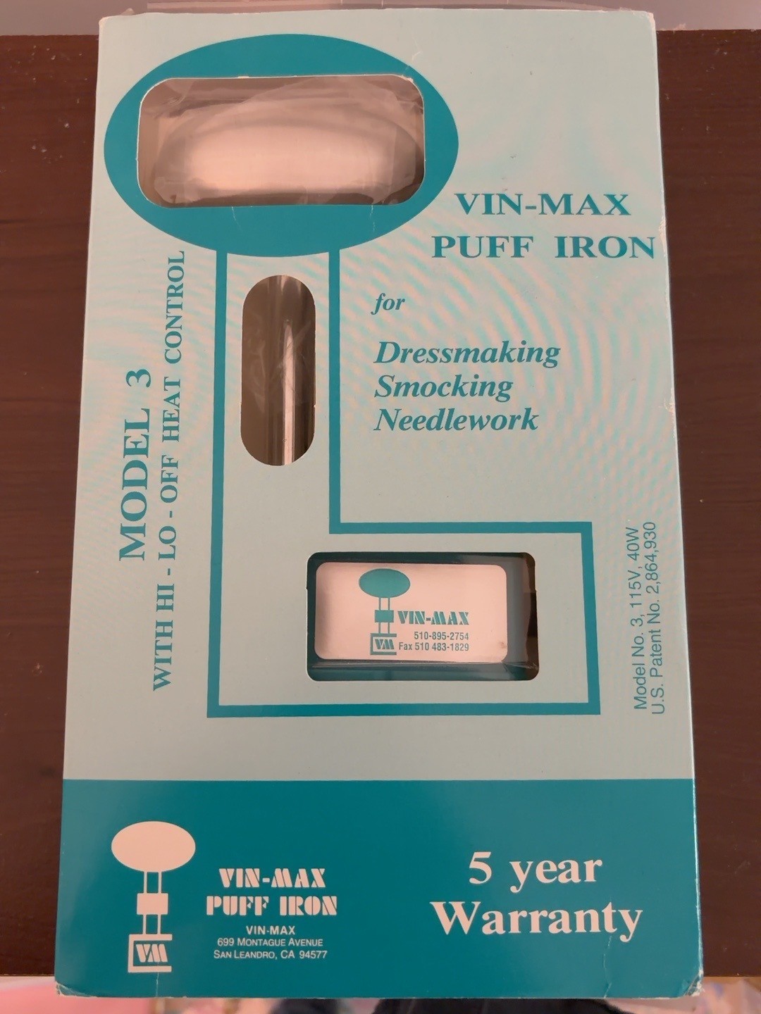 Vintage VIN-MAX Puff Iron Model 3, for dressmaking, smocking & needlework