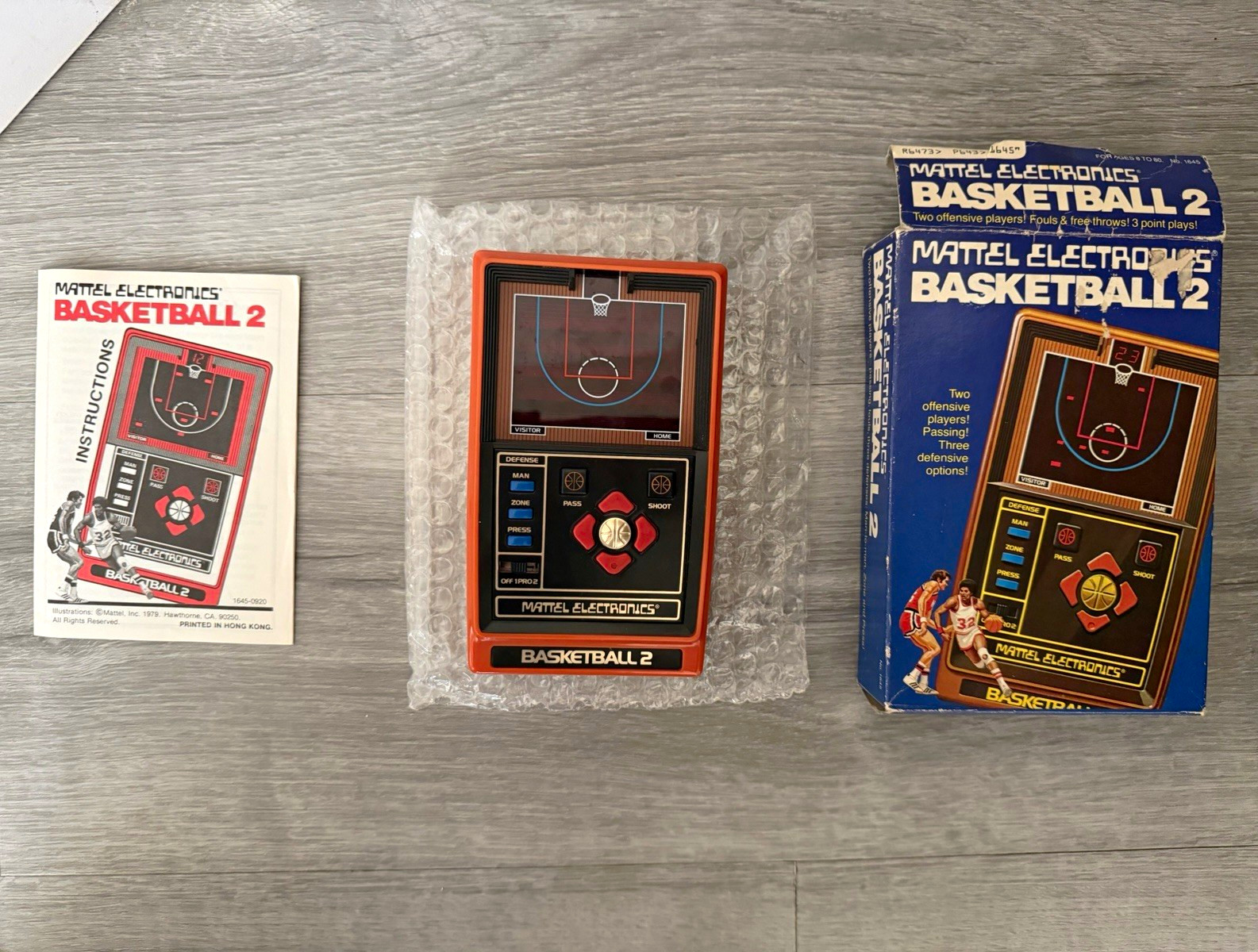 Mattel Electronics Basketball 2 Handheld Electronic Game 1979 w/ Box & Manual