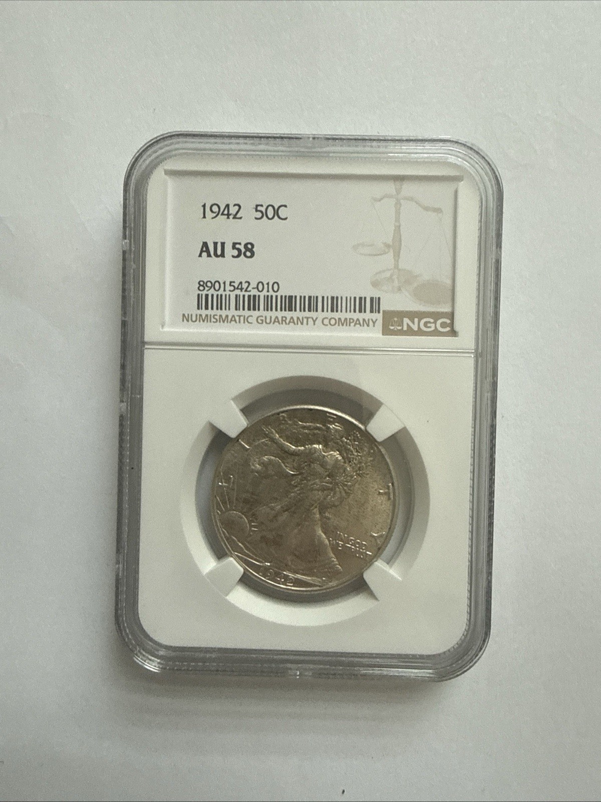 1942 50c Walking Liberty Silver Half Dollar NGC AU 58