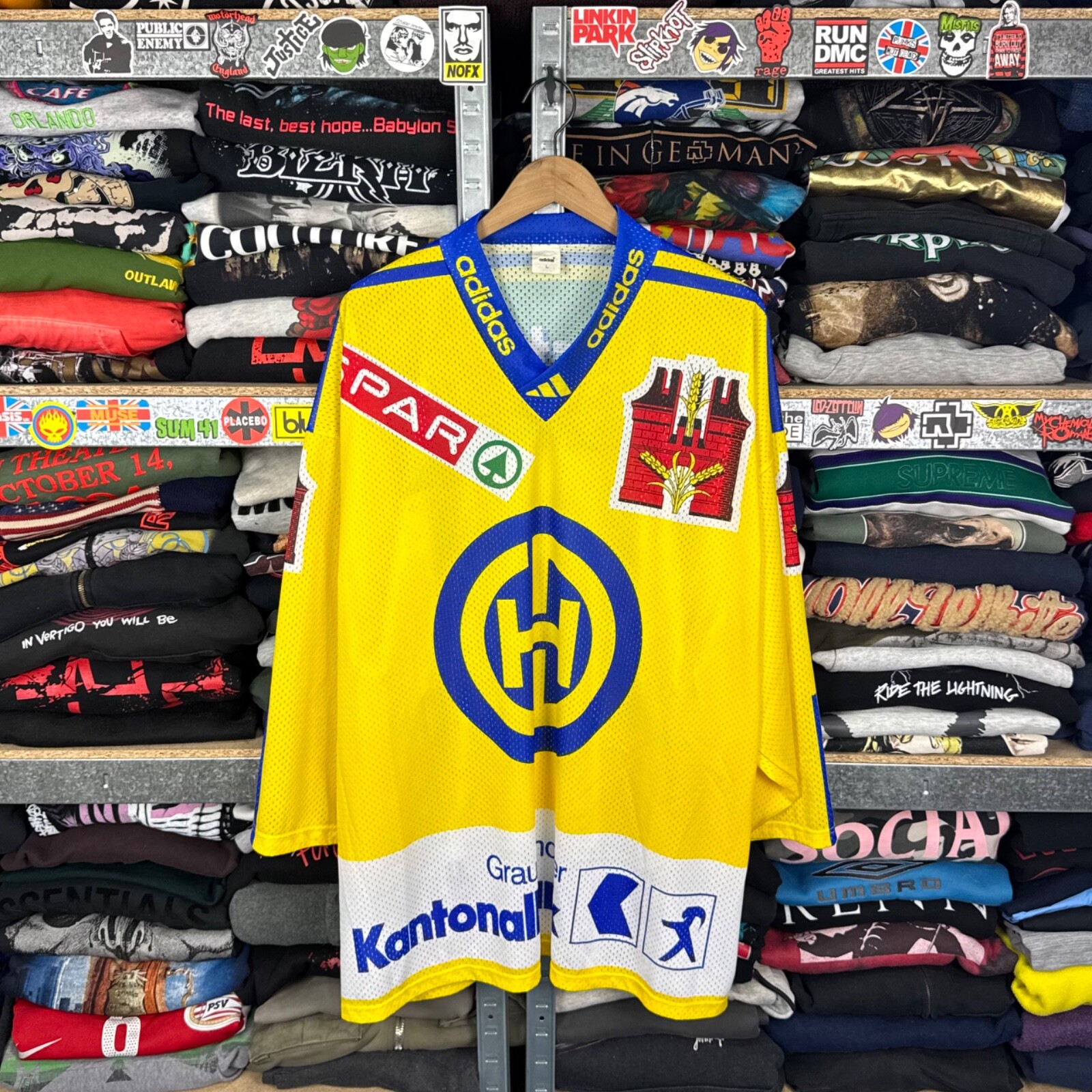 HC DAVOS 1998 1999 AWAY ICE HOCKEY JERSEY ADIDAS ADULT SIZE LARGE
