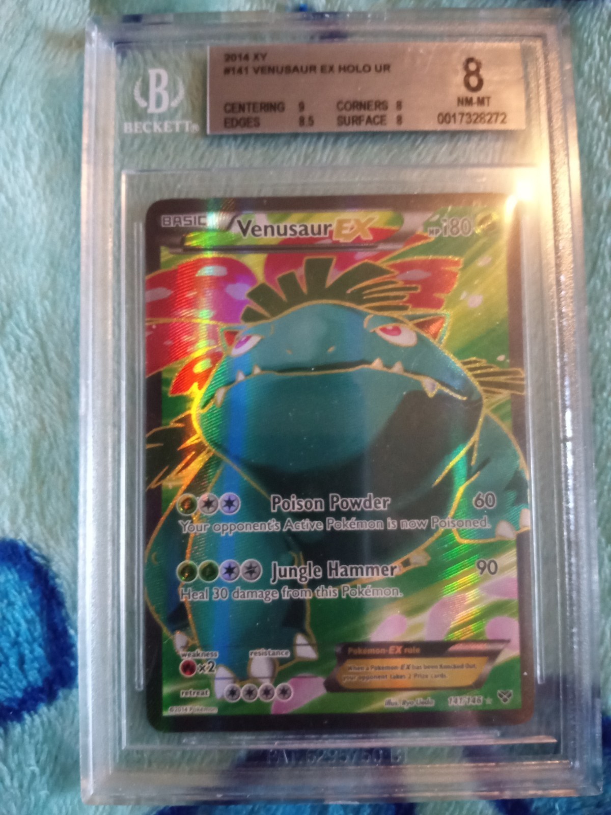 Pokemon TCG Venusaur EX 2014 XY Full Art Graded Beckett 8 English Pokemon TCG Venusaur EX 2014 XY Full Art Graded Beckett 8 English