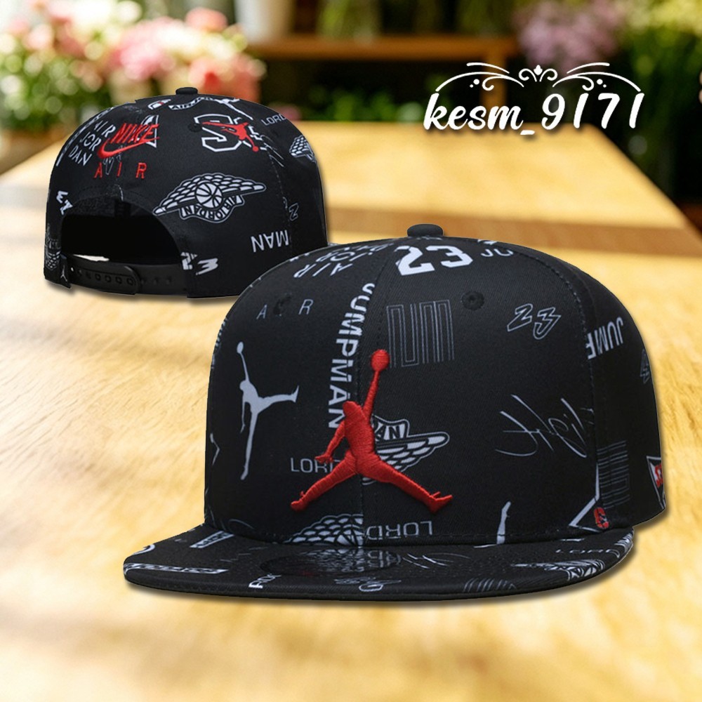 Jordan Jump Men Black Casual Sport Adjustable Flat Brim Hat Snapback Cap NO.23