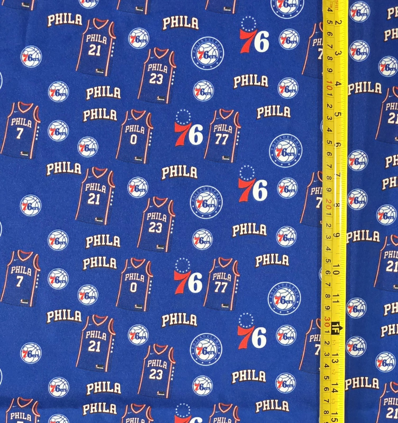 PHILA 76ERS BLUE FABRIC ( HALF-YARD AND 1-YARD SELECTIONS )