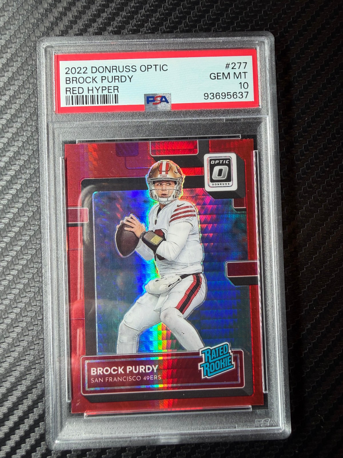 2022 Donruss Optic Red Hyper Prizm Rated Rookie Brock Purdy #277 PSA 10 2022 Donruss Optic Red Hyper Prizm Rated Rookie Brock Purdy #277 PSA 10