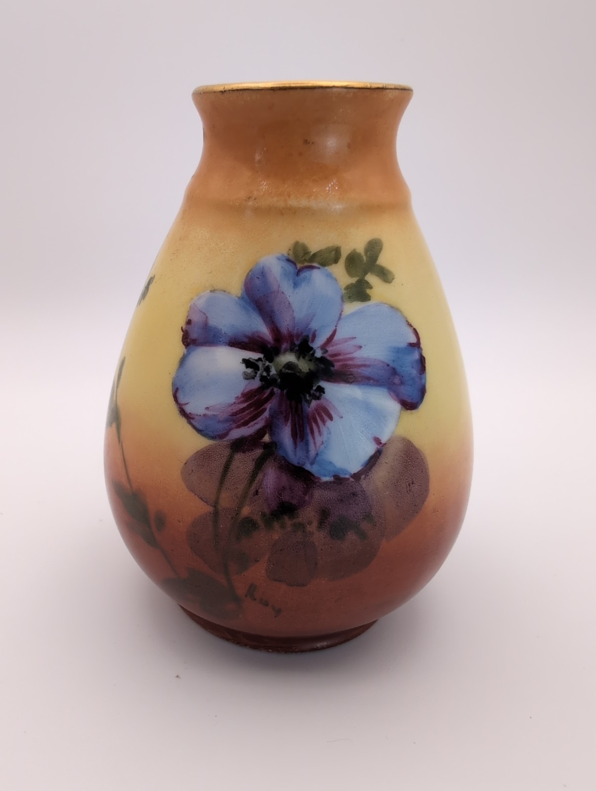 Wm. Guerin & Co. (W.G. & Co.) Pansy Vase, Porcelain, 4 Wm. Guerin & Co. (W.G. & Co.) Pansy Vase, Porcelain, 4