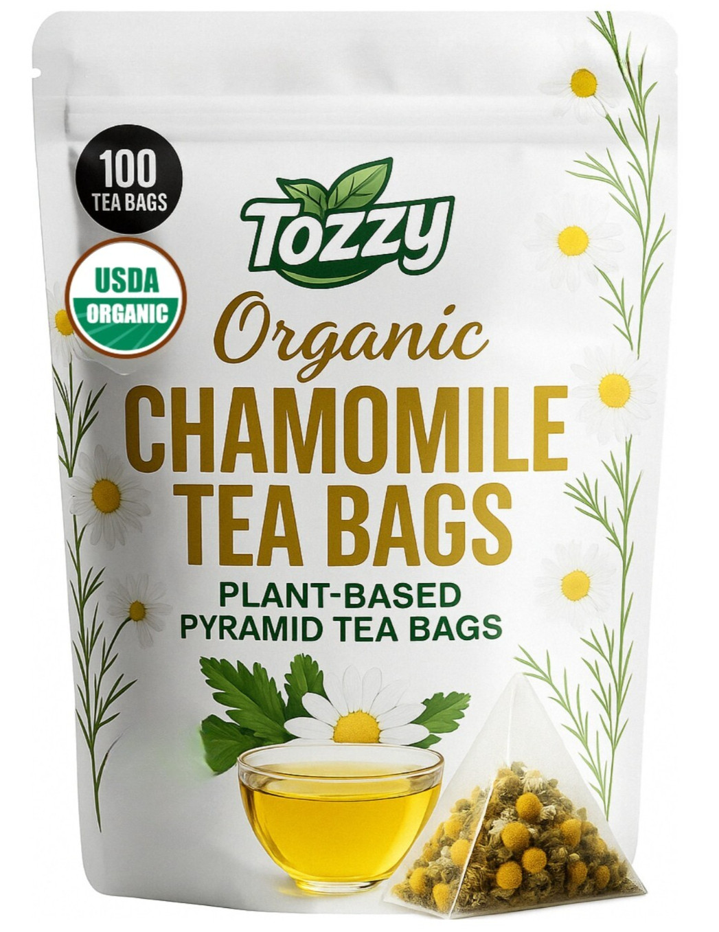 USDA Organic Chamomile Tea – 100 Pyramid Bags USDA Organic Chamomile Tea – 100 Pyramid Bags