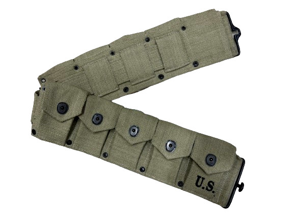 U.S. WWII Springfield M1 Garand 10 Pocket Canvas Ammunition Belt light olive U.S. WWII Springfield M1 Garand 10 Pocket Canvas Ammunition Belt light olive