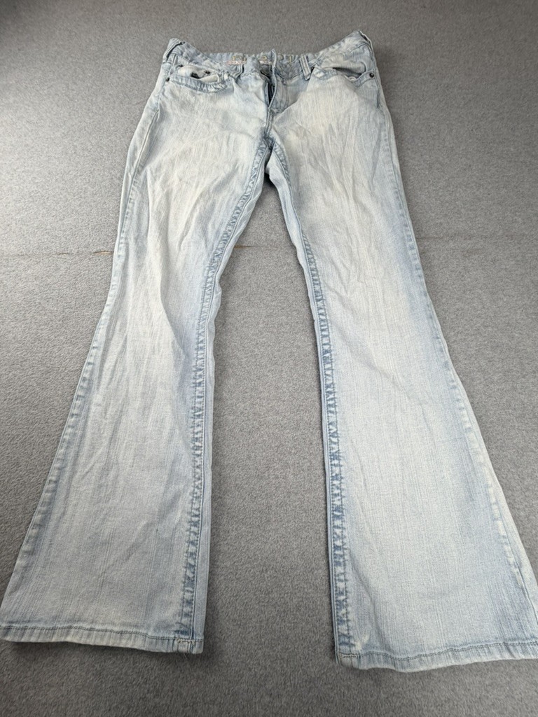 Rue21 Womens Flare Leg Jeans Size 11/12 Light Wash Blue Cotton Spandex Low Rise