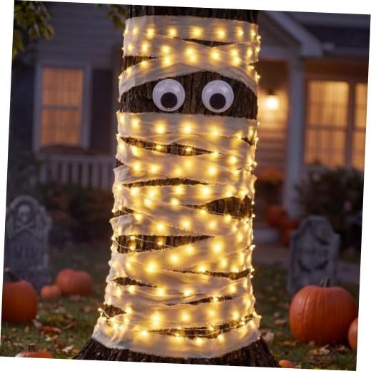Novabright 12 Pcs Halloween Outdoor Decorations Wrap DIY Kit Mummy Decorations