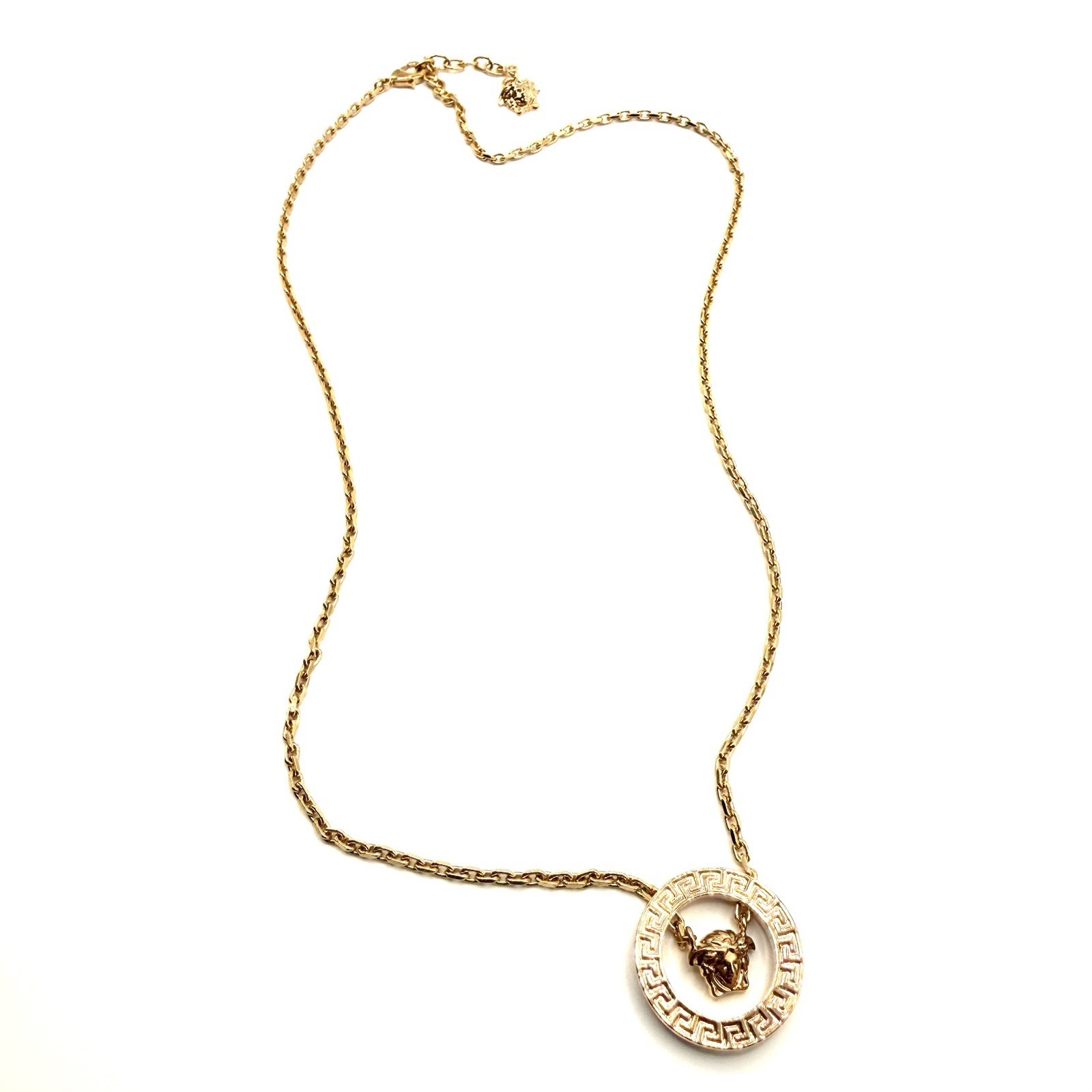 Versace Medusa Gold Tone Chain Necklace Pendant Reversible Unisex Authentic