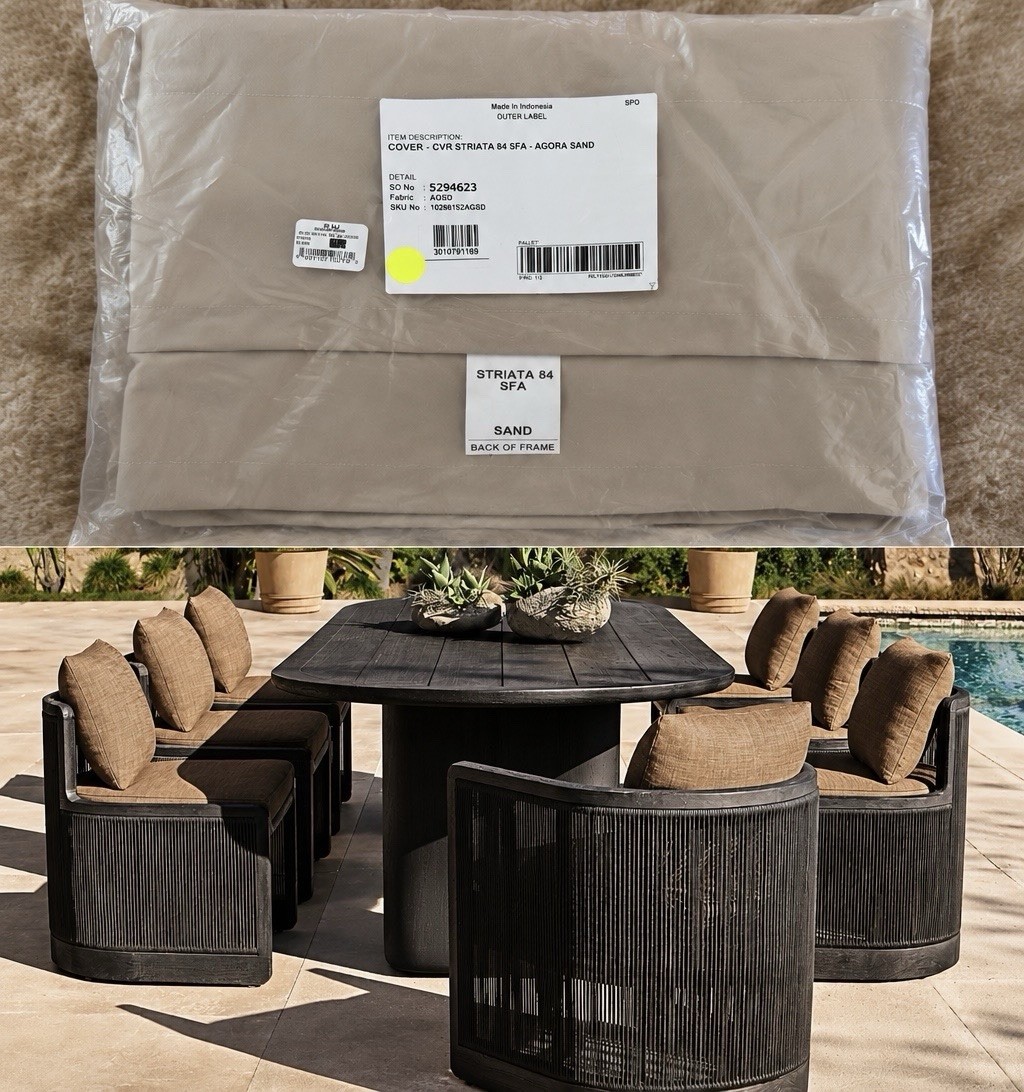 RH Restoration Hardware Brera 96” Dining Table COVER Mocha $1300 New
