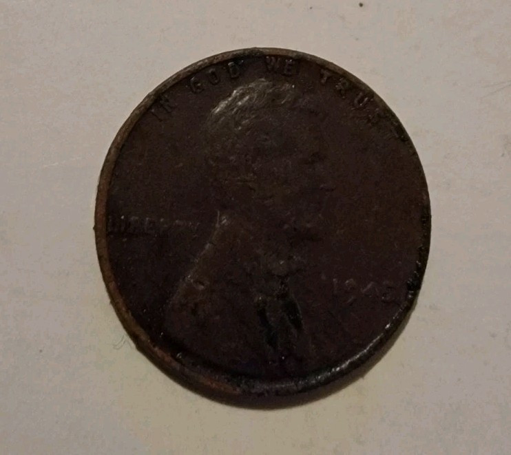 1945 Wheat Penny Error No Mint Mark Lincoln One Cent Liberty