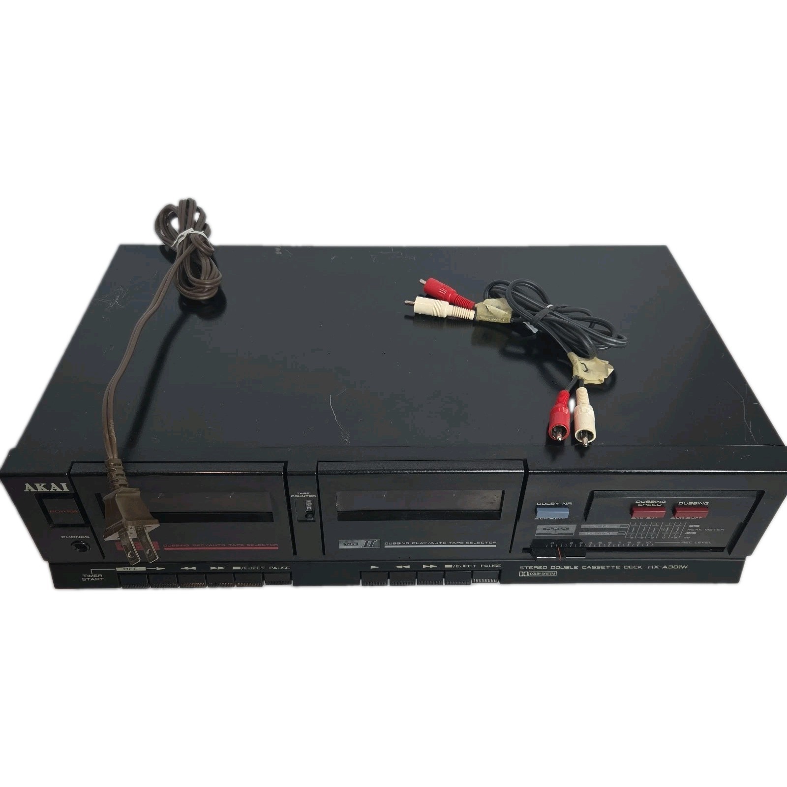 Akai HX-A301W Stereo Double Cassette Deck Japan Made Tested & Working