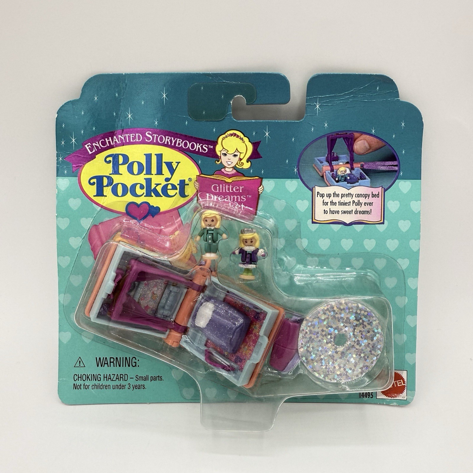 1996 Vintage Mattel Polly Pocket New On Card Glitter Dreams Locket Playset