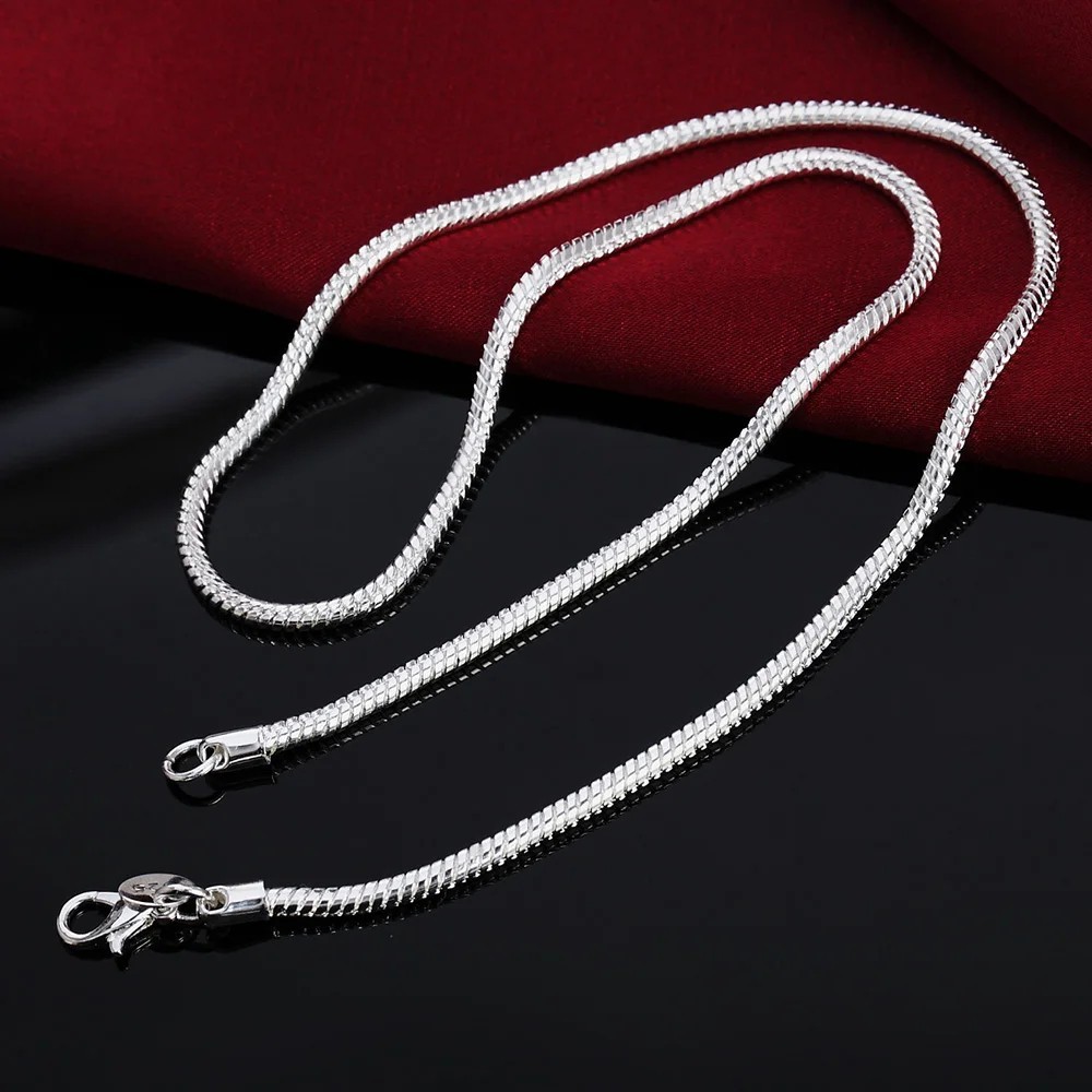 Men&Women's 925 Sterling Silver Tarnish-Free Italian Snake Chain Necklace 16-24*
