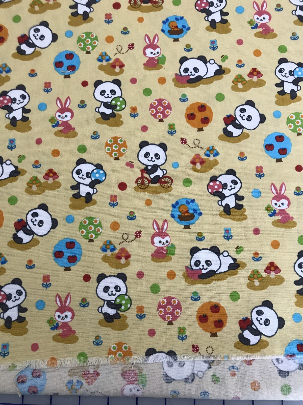 Rare Cosmo Textile Canvas-Animals-Panda-Bunny-BTYx44” Wide Rare Cosmo Textile Canvas-Animals-Panda-Bunny-BTYx44” Wide