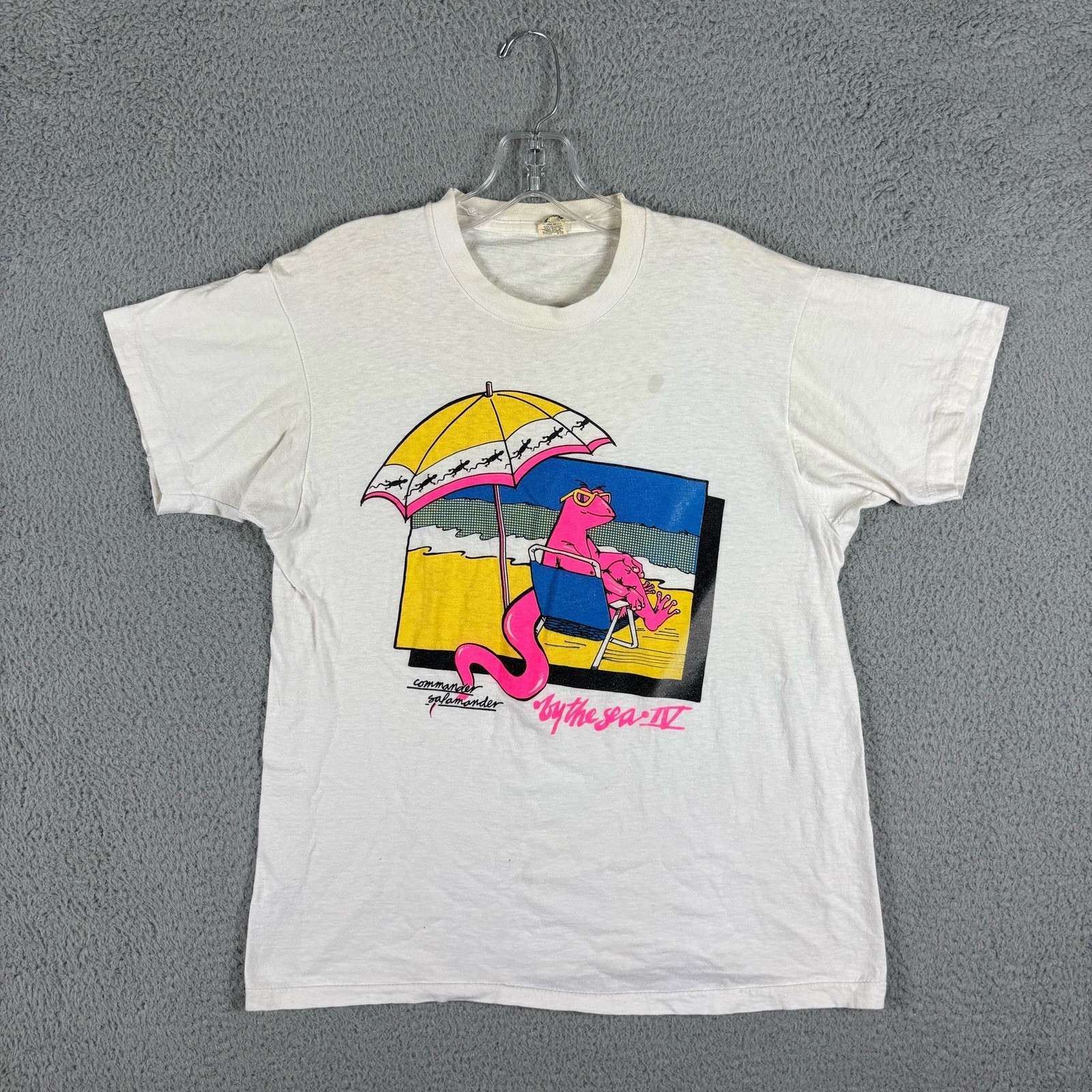 Vtg 80s Commander-Salamander T-shirt Adult S/M Punk Rock New Wave Georgetown DC