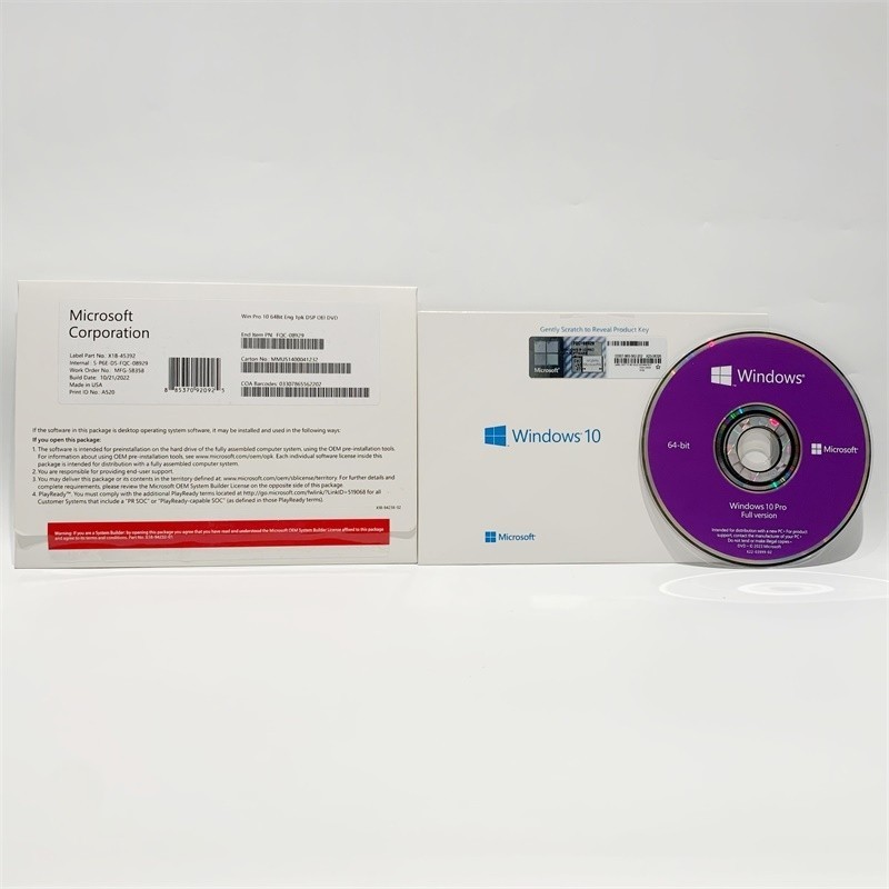 Microsoft Windows 10 Pro 64-Bit DVD Full Version English PC Software New Sealed