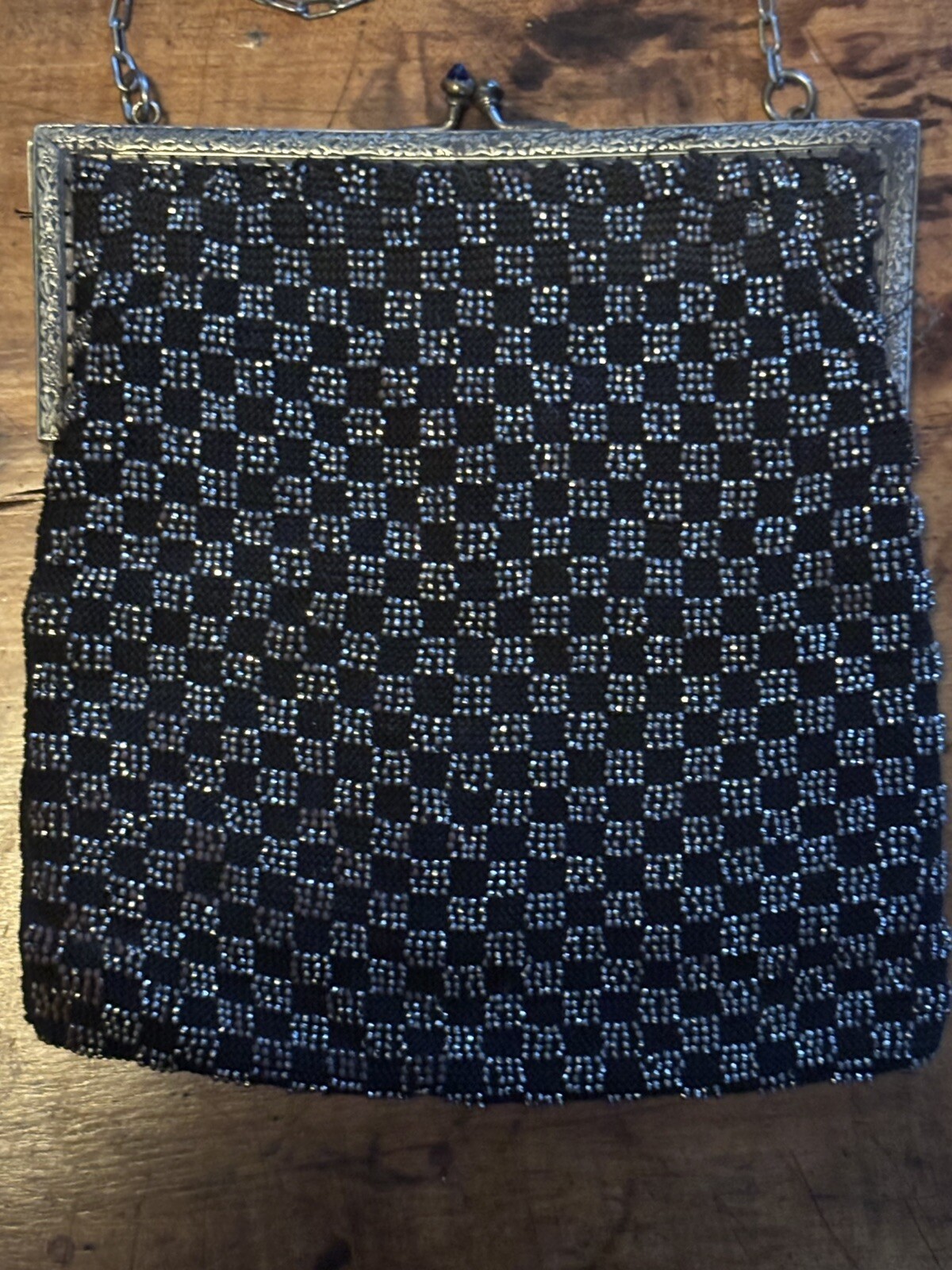 Steel Cut Beaded Purse C.1910 Woman’s Mourning Bag Momento Mori Goth Steampunk