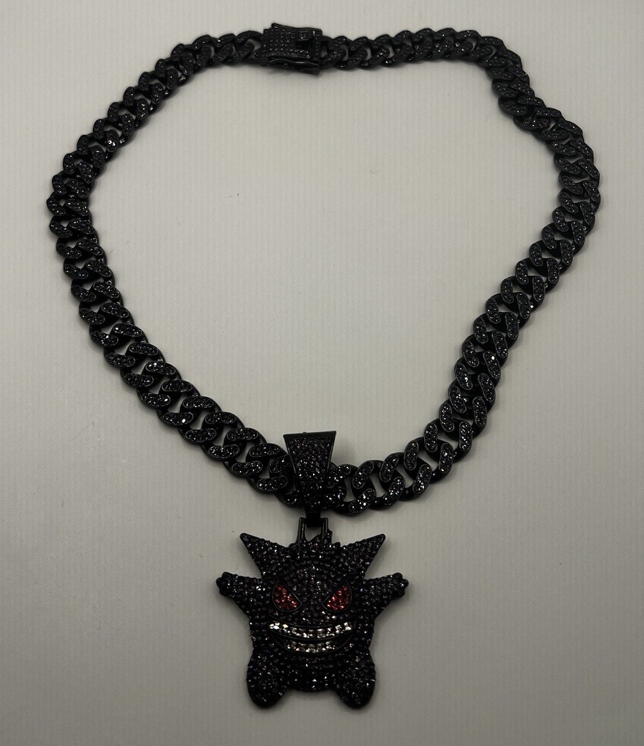 GENGAR GEM NECKLACE Rhinestone Purple Pokemon Hip Hop Pendant & 20\ GENGAR GEM NECKLACE Rhinestone Purple Pokemon Hip Hop Pendant & 20\