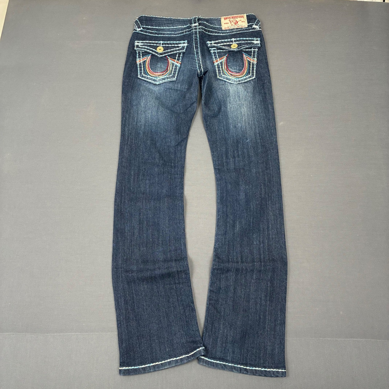 VTG True Religion Joey Super T Rainbow Stitch Slim Bootcut Jeans Women\'s 27x30 VTG True Religion Joey Super T Rainbow Stitch Slim Bootcut Jeans Women\'s 27x30