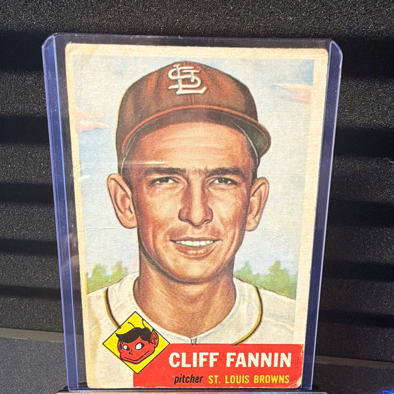 Vintage Topps 1953 Cliff Fannin #203 St. Louis Browns Baseball Card Dugout Quiz