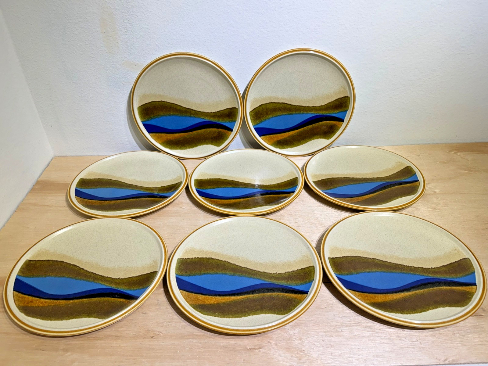 (8) MCM Vintage | BLUE RIVER C0901 Mikasa Dinner Plates | 10.75