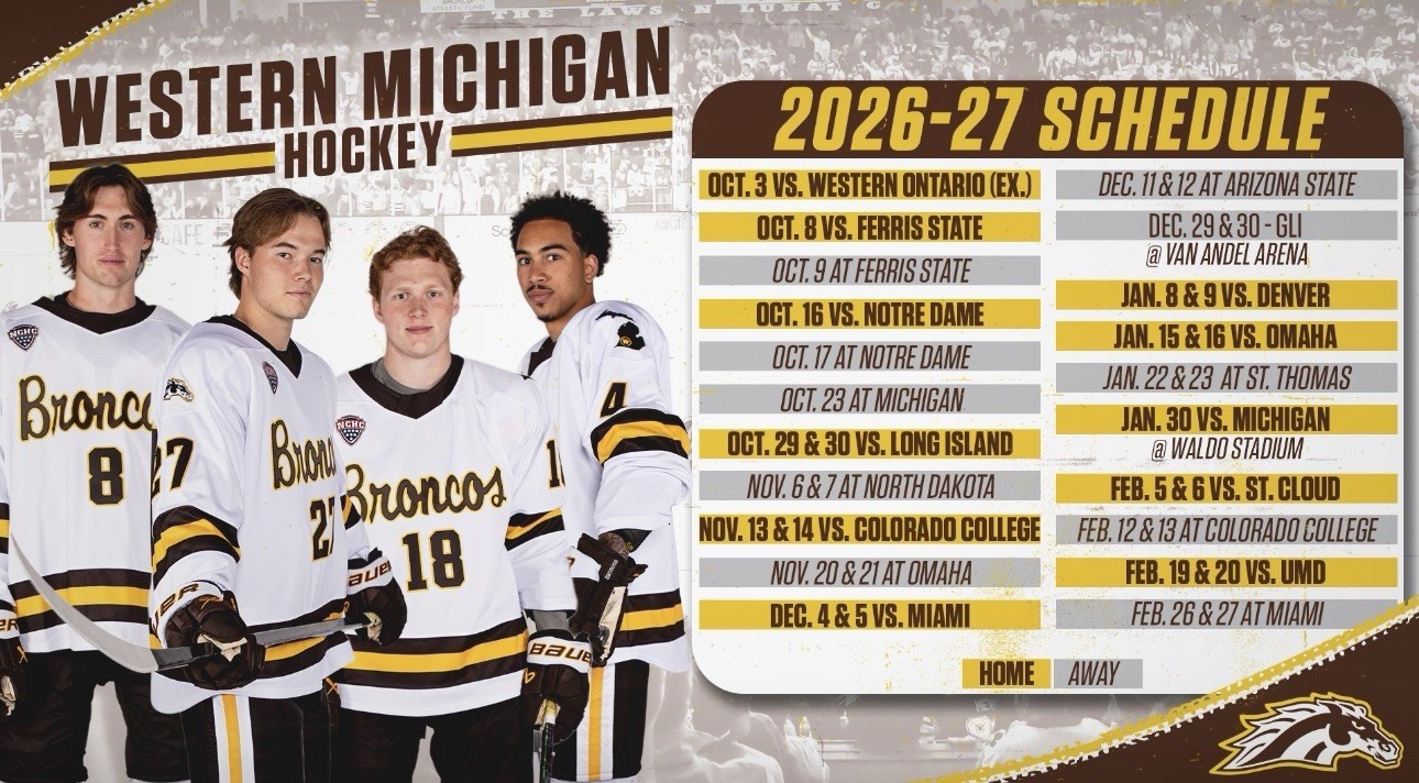 Western Michigan Broncos Hockey 2026-27 Schedule Magnet 9x5 NCAA