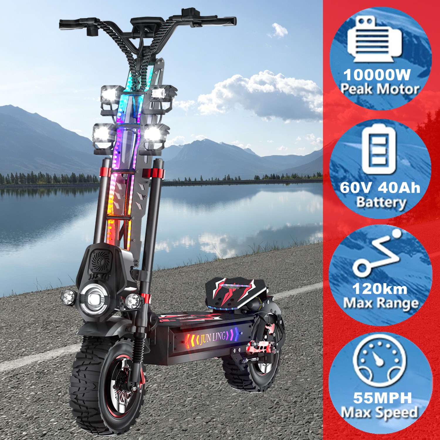 10000W NFC 55MPH 75Miless Adults Electric Scooter 13
