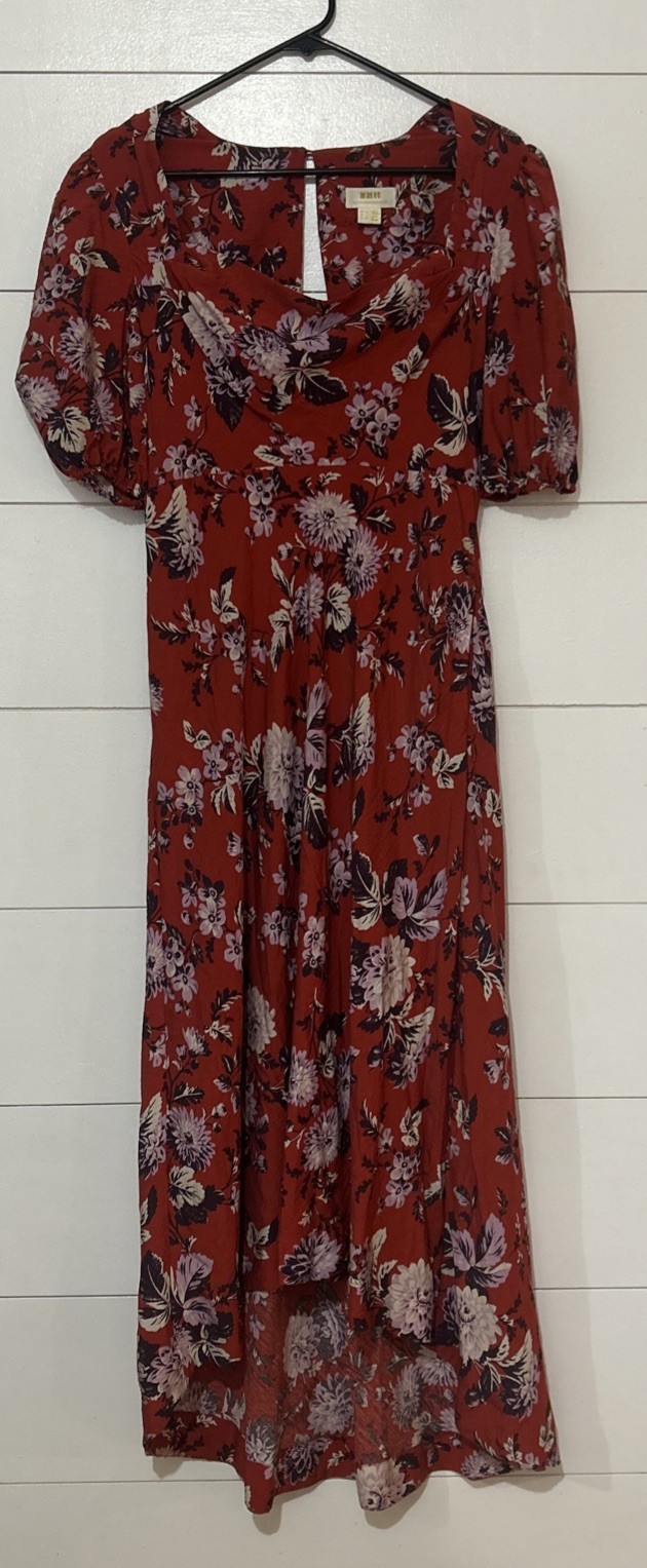 Anthropologie Maeve Mavis Puff Sleeve Floral Midi Dress Orange Boho Feminine 8 Anthropologie Maeve Mavis Puff Sleeve Floral Midi Dress Orange Boho Feminine 8