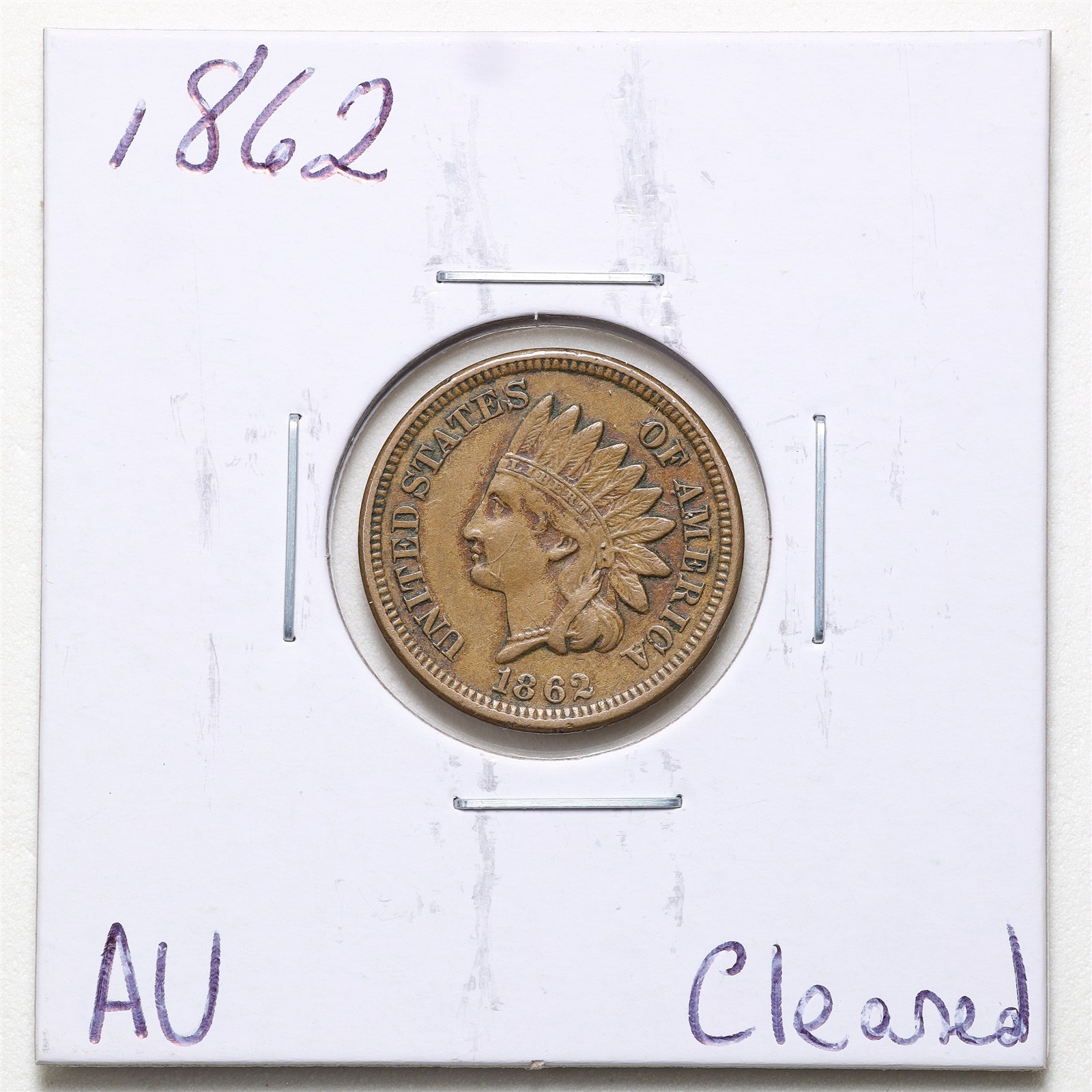 1862 1C Indian Head Cent with AU Detail Cleaned #8200