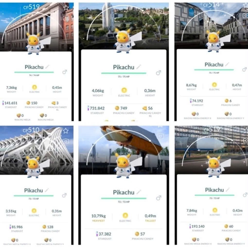 Pokémon GO— combo 6 Shiny Astronaut Pikachu European Space Agency Background PTC Pokémon GO— combo 6 Shiny Astronaut Pikachu European Space Agency Background PTC