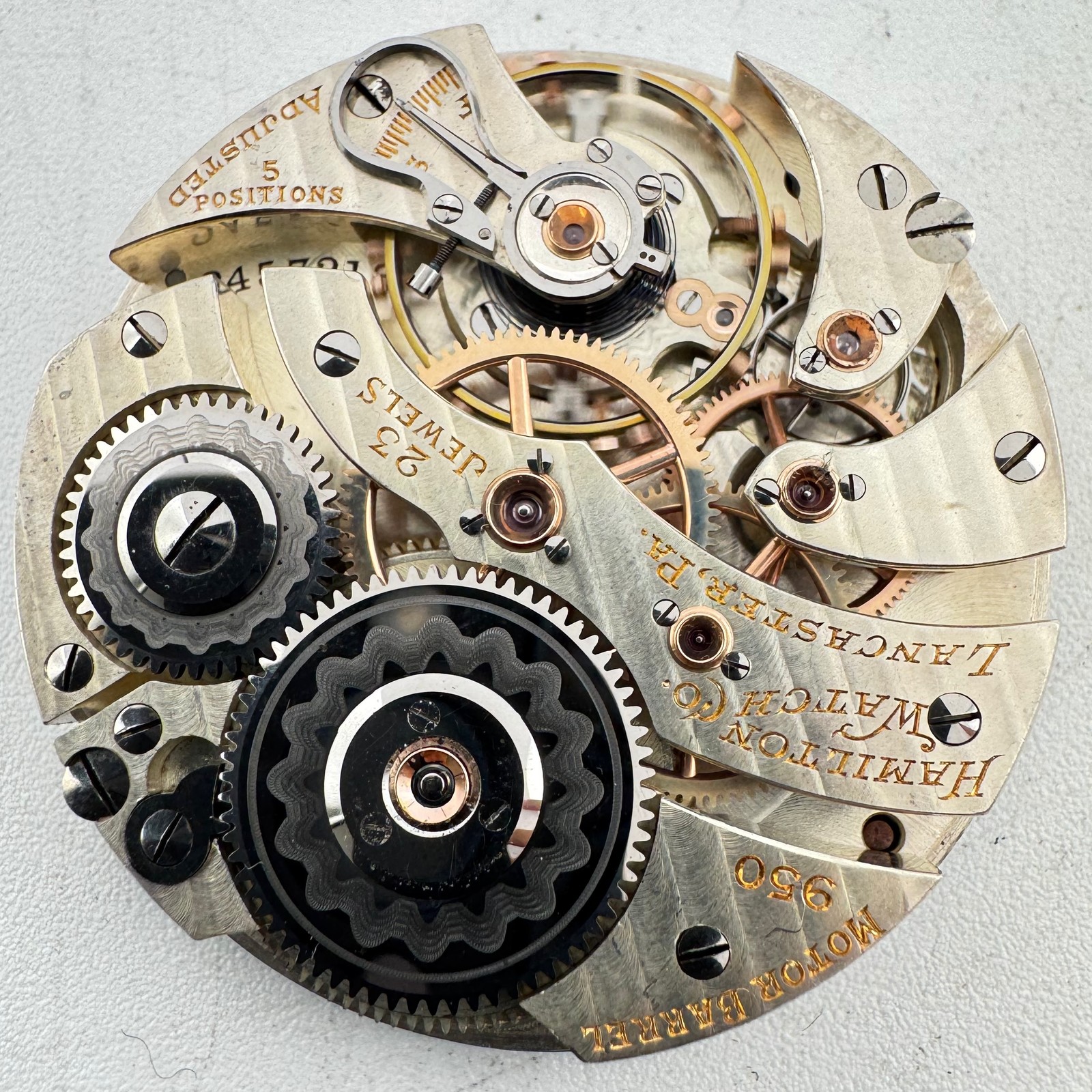 Vintage 16s Hamilton Double Sunk Boxcar 23J Railroad Pocket Watch Movement 950 Vintage 16s Hamilton Double Sunk Boxcar 23J Railroad Pocket Watch Movement 950