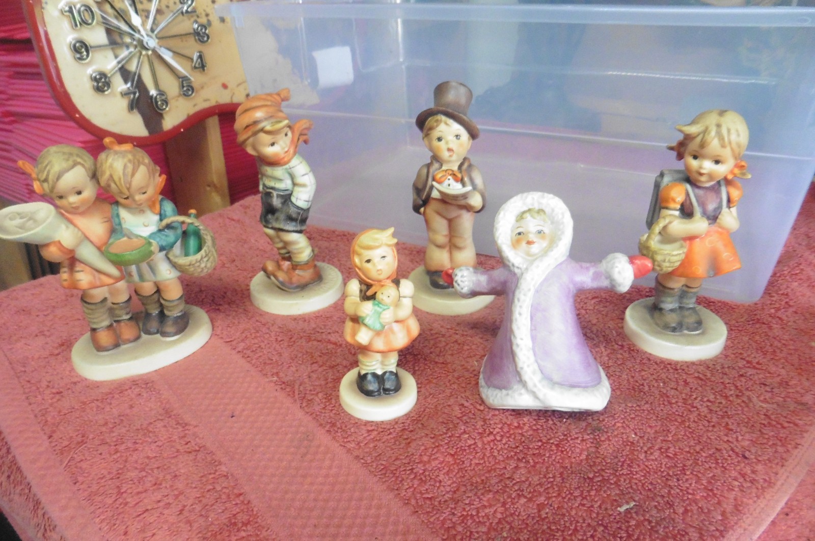 Vintage Goebel Hummel w Germany Lot of 6 some signed some crazing no cracks