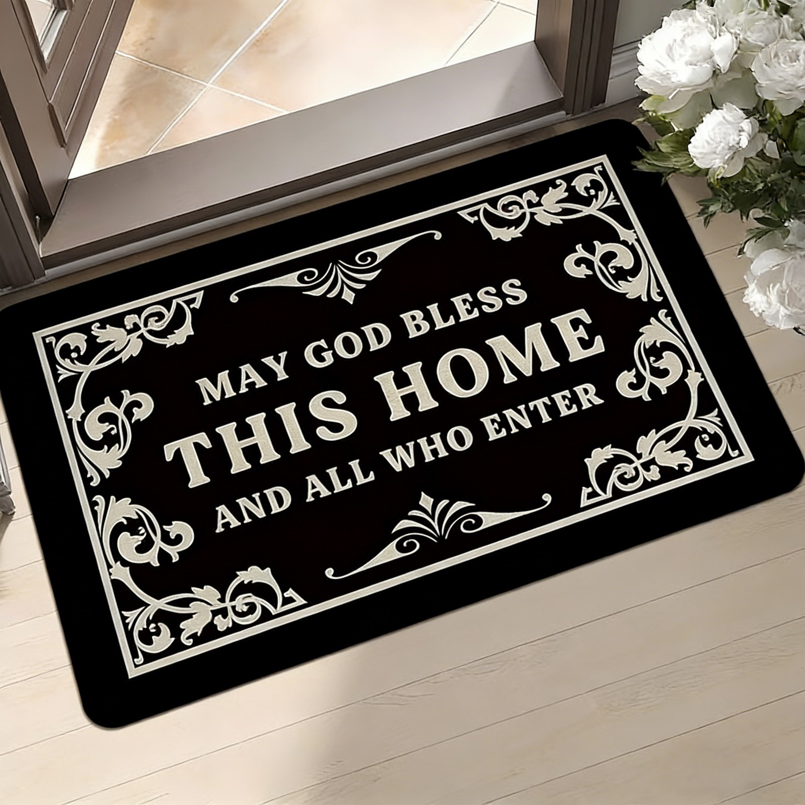 May God Bless This Home Non Slip Doormat Vintage Entryway Welcome Mat Decoration