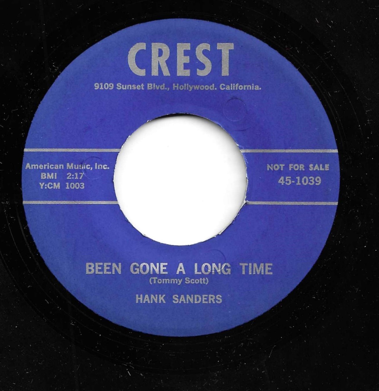 ROCKABILLY R&R 45 by HANK SANDERS HEAR IT