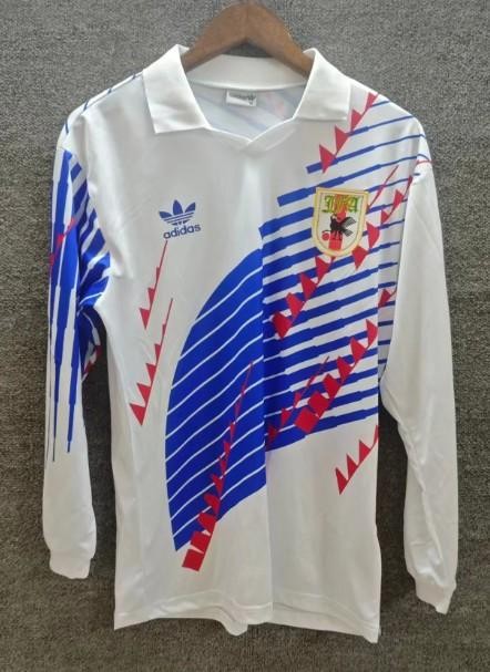 Japan National Team Vintage White Retro Away Jersey 94 long‑sleeve