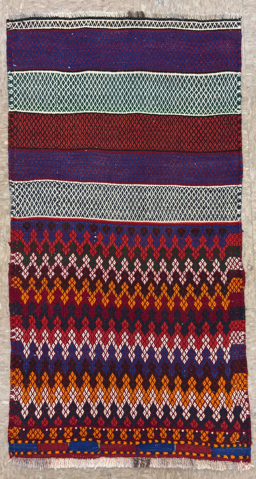 Vintage Qashqai Tribal 2x4 Geometric Kilim Handwoven Wool Oriental Area Rug Boho