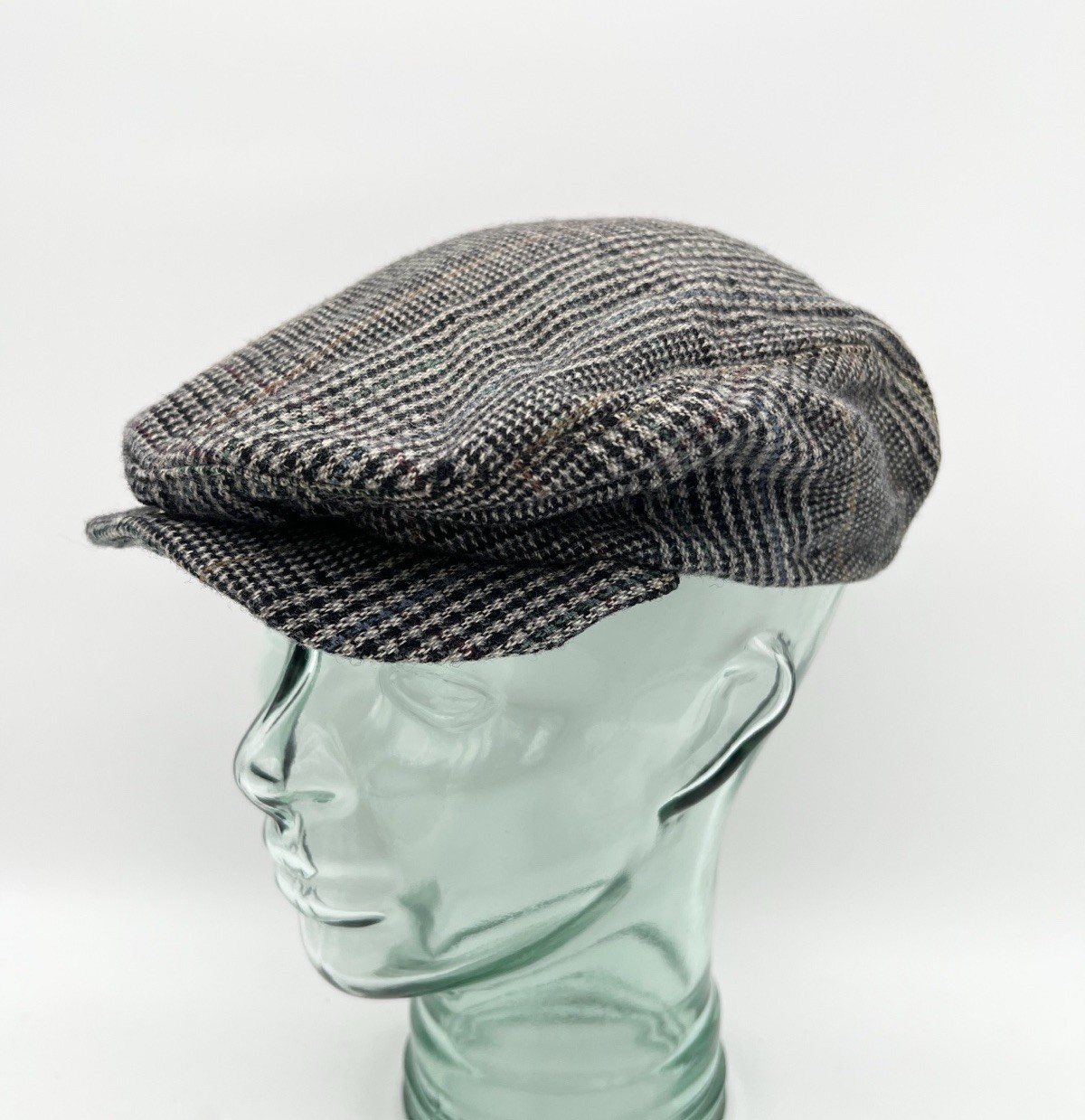 Vintage Union Made USA Wool Newsboy Cap Plaid Tweed Large Gatsby Ivy Hat