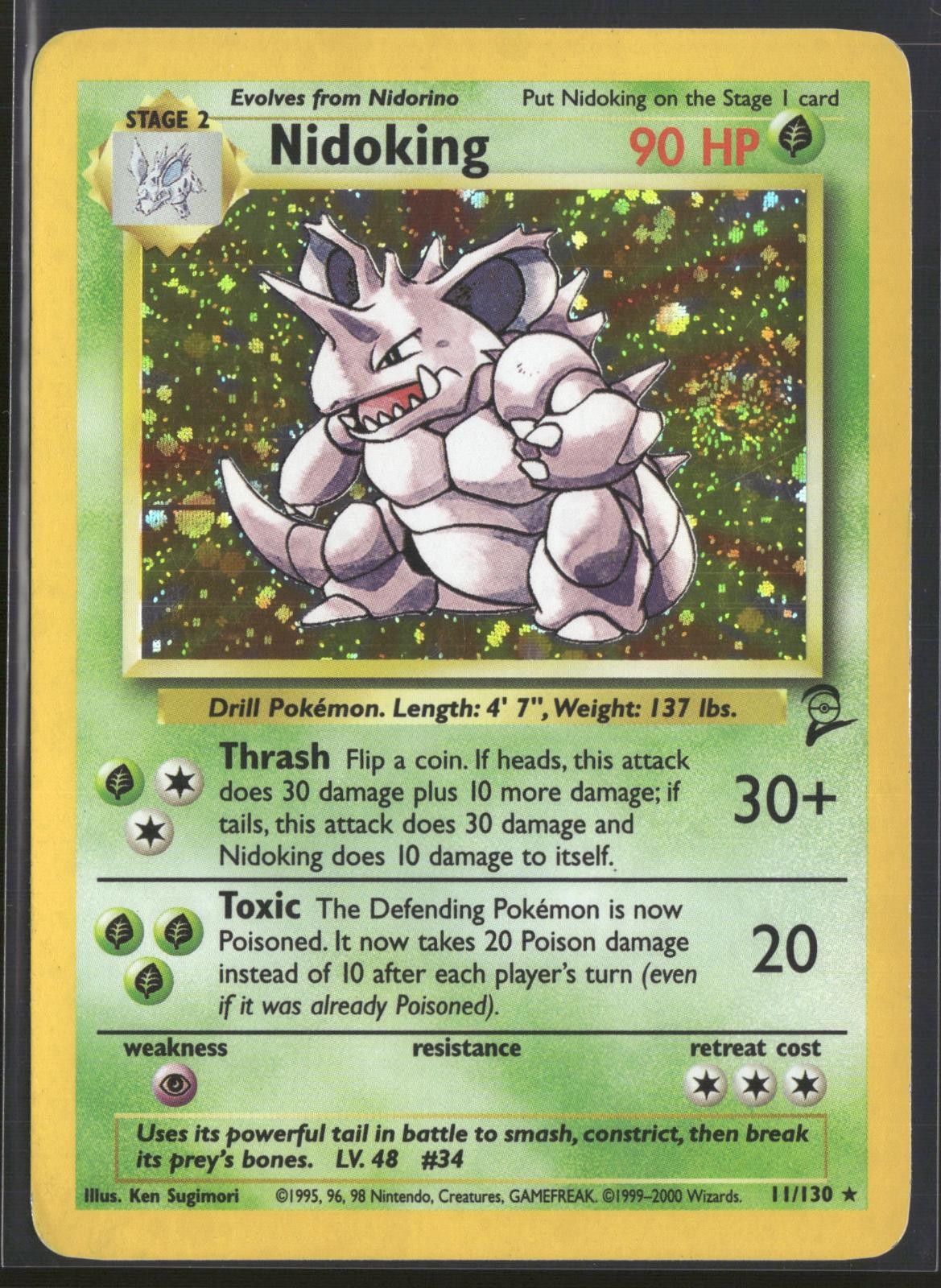 Nidoking 11/130 Holo Rare Base Set 2 Pokemon Lightly Played Nidoking 11/130 Holo Rare Base Set 2 Pokemon Lightly Played