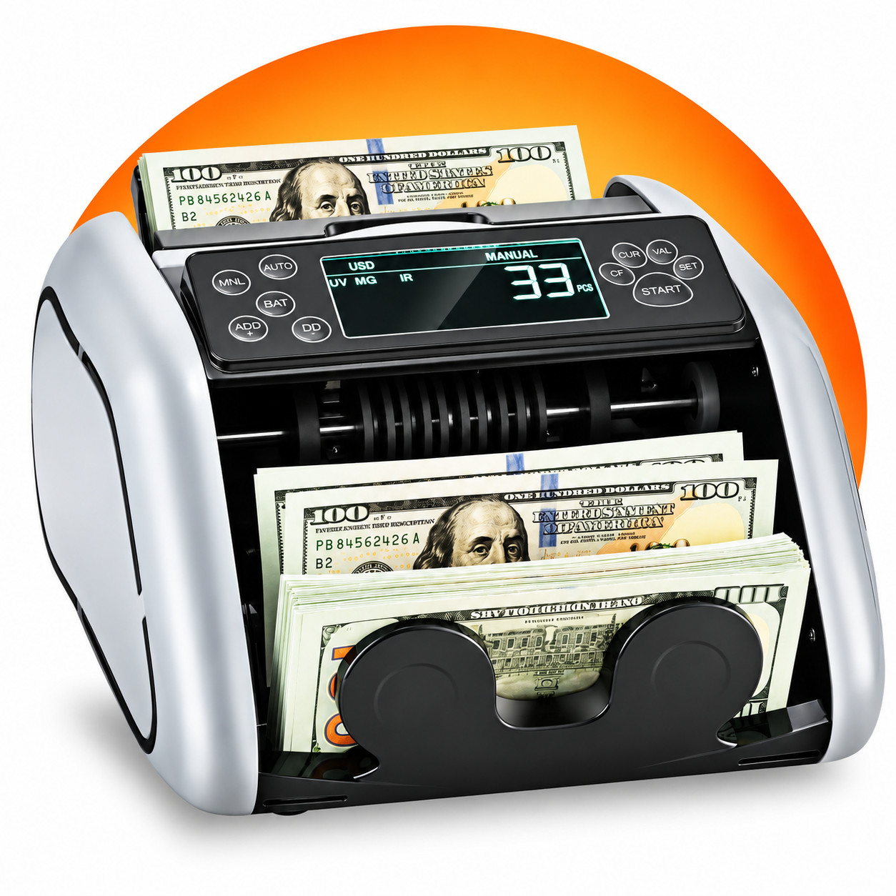 Money Value Count Bill Counter Machine Cash Counterfeit UV Detector