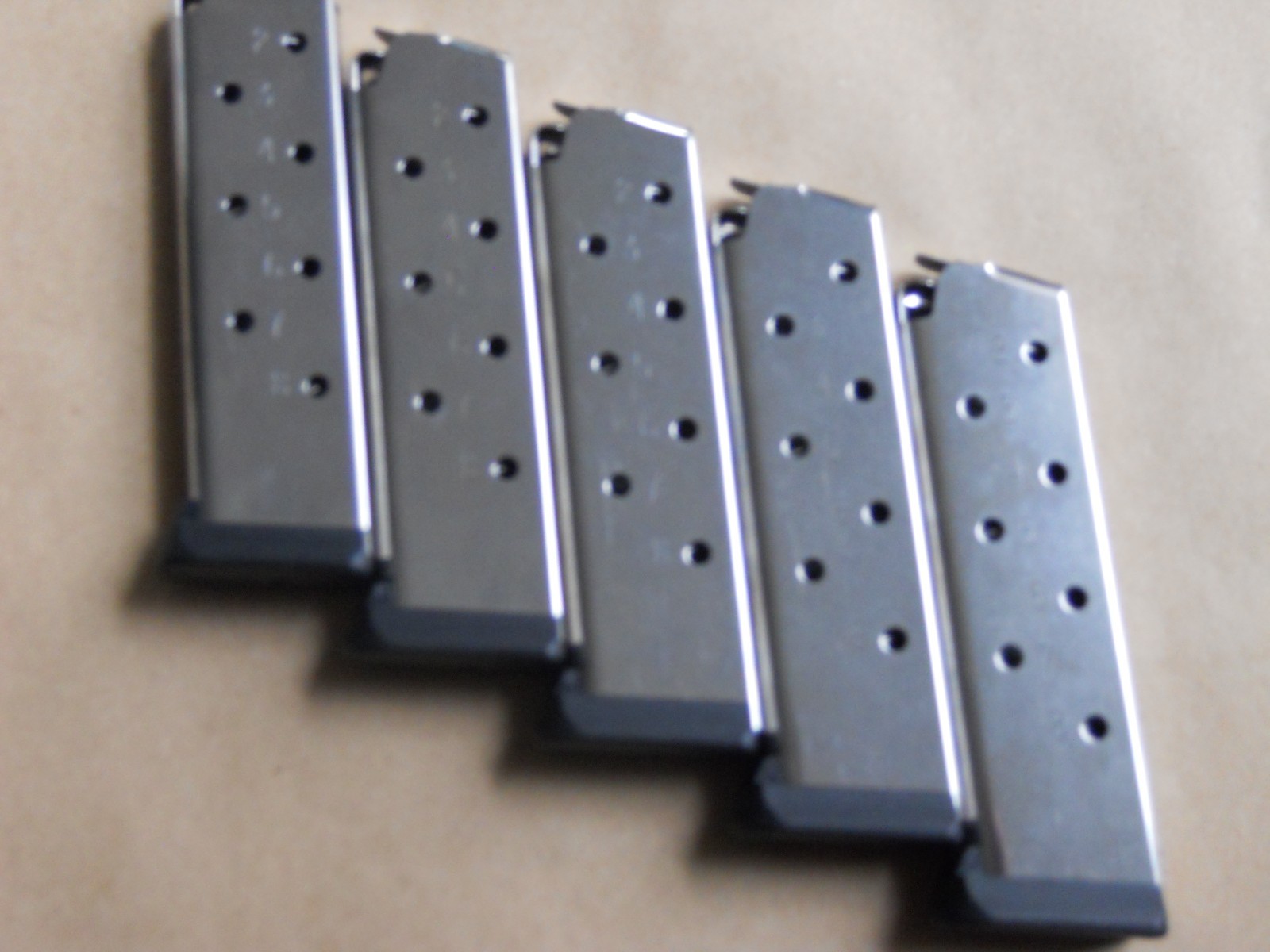 1911 , EXTENDED Hybrid magazine, mag, 5 pcs.-8 shot .45, Flared base, S.S. 1911 , EXTENDED Hybrid magazine, mag, 5 pcs.-8 shot .45, Flared base, S.S.