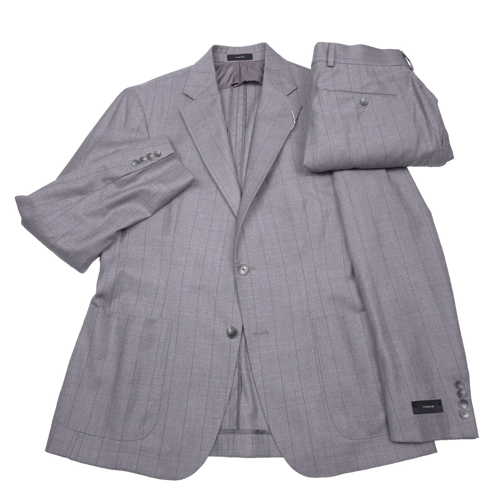 Vince Icon Wool Suit Mens Size 42R Slim Fit Gray Tonal Striped Carlo Barbera Vince Icon Wool Suit Mens Size 42R Slim Fit Gray Tonal Striped Carlo Barbera