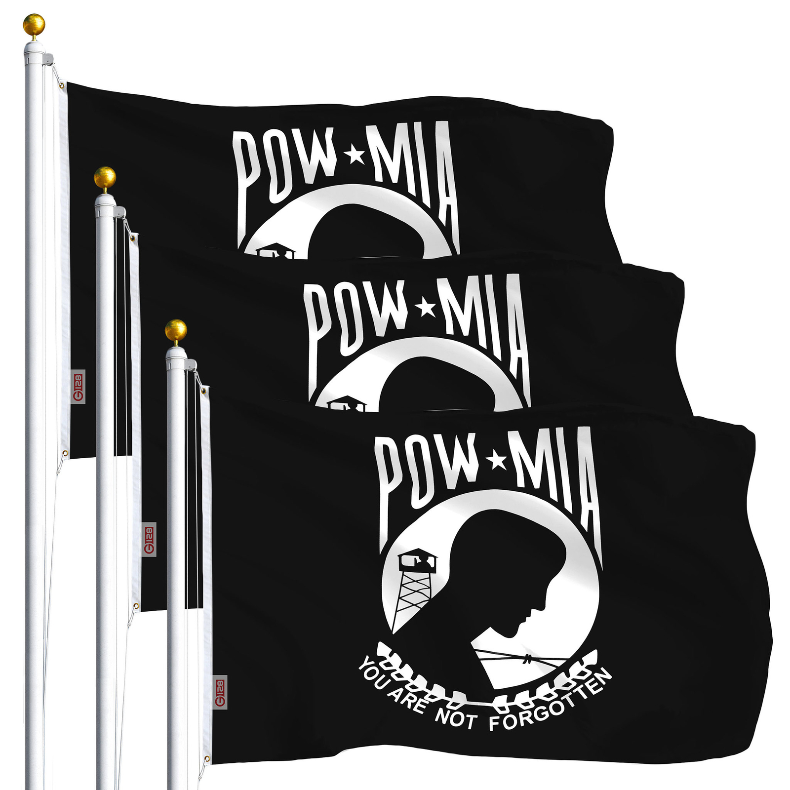 THREE PACK POW-MIA Black Flag You are Not Forgotten Prisoner of War 3x5ft G128®