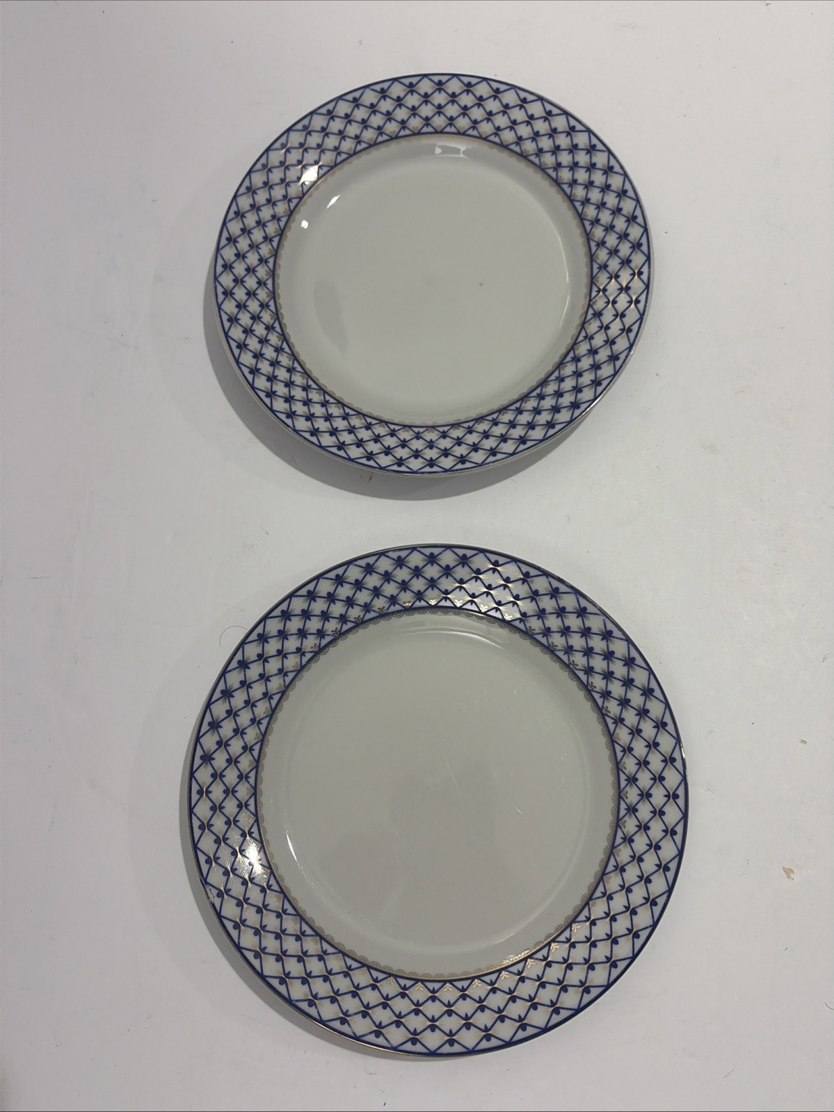 VTG Lomonosov Russian Imperial St. Petersburg Cobalt Blue Gold Net 2 Salad Plate