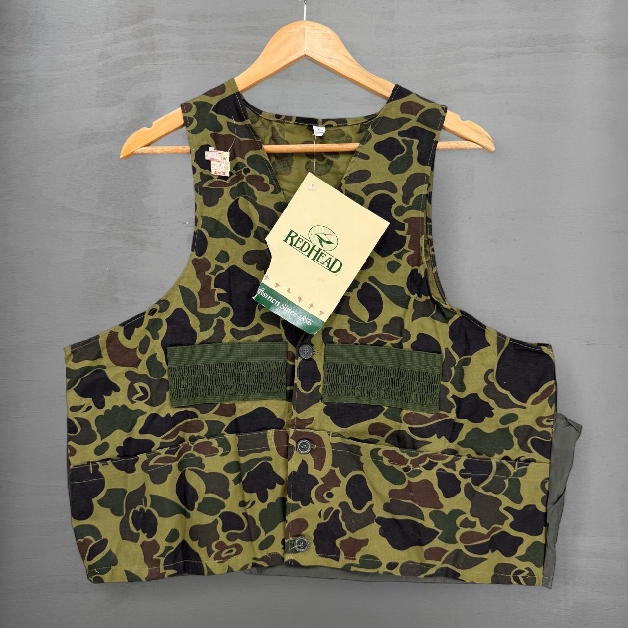 NWT Vintage RedHead Hunting Vest Green Camo Duck Hunter Utility Game Bag Large