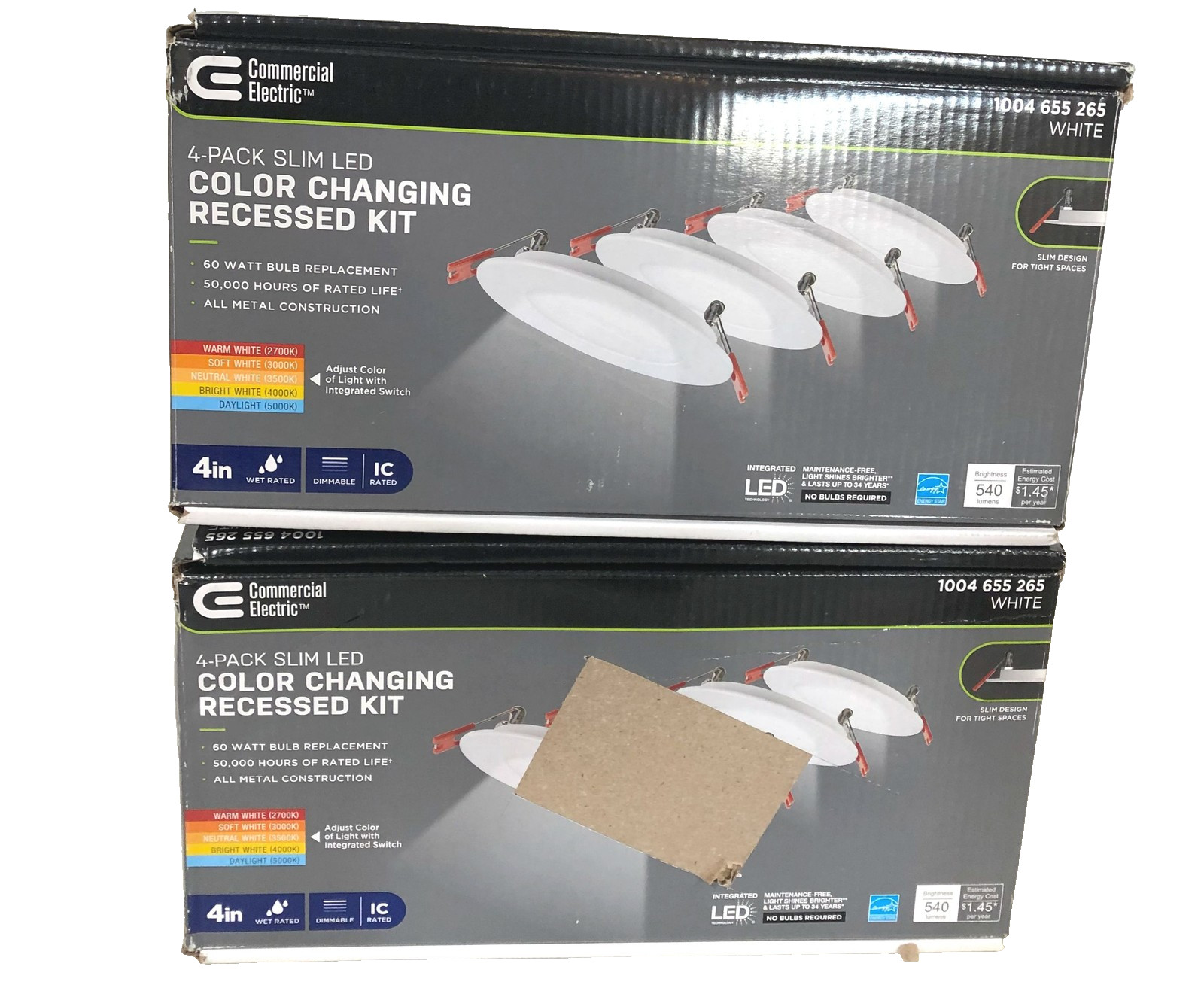 Commercial Electric Ultra Slim 4in Color Selectable Canless Recessed LED Kit 8PK