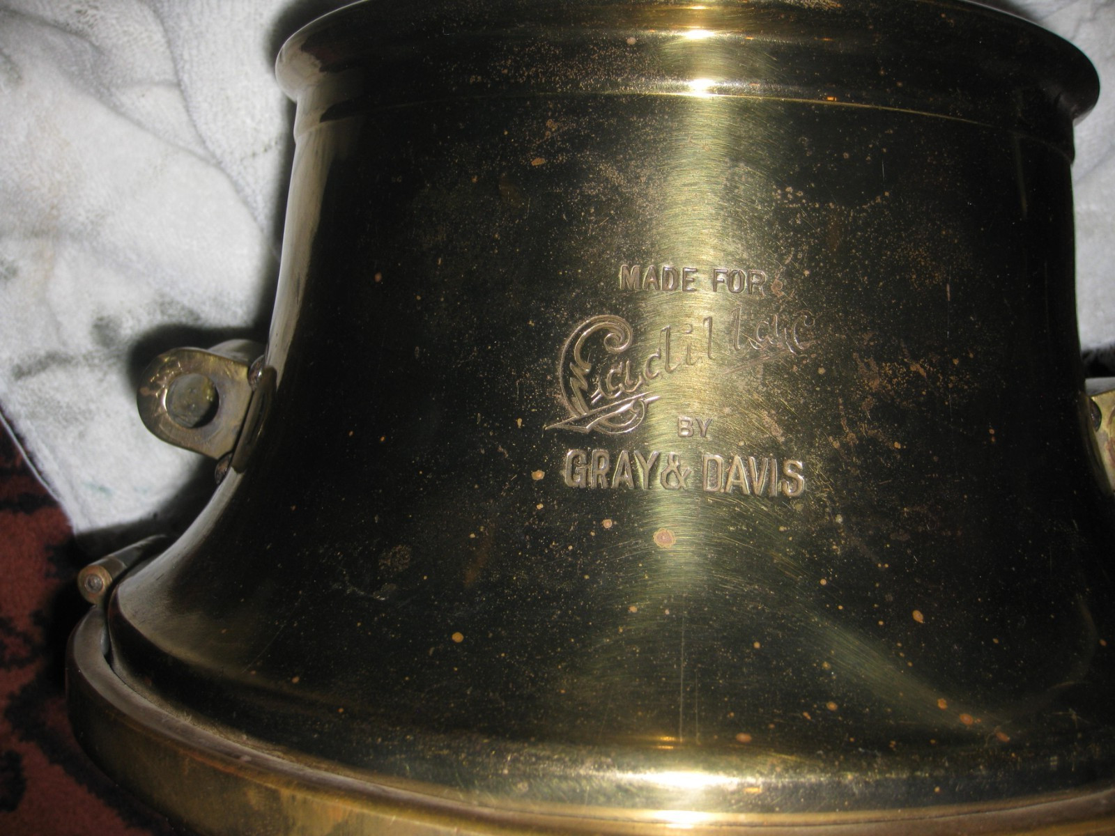 Big Beautiful Brass Cadillac Gray Davis HeadLight w Violet Ray lense 11.5\ Big Beautiful Brass Cadillac Gray Davis HeadLight w Violet Ray lense 11.5\