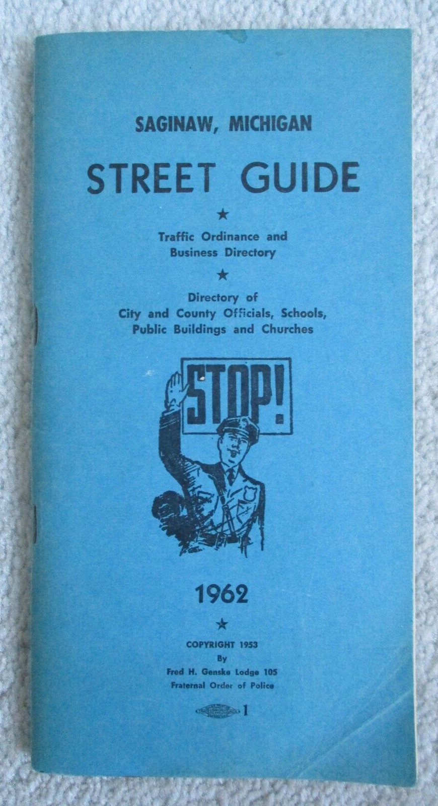 1962 Vintage  Saginaw MI Street Guide Ordinances Rules Directory Genske 100 Page