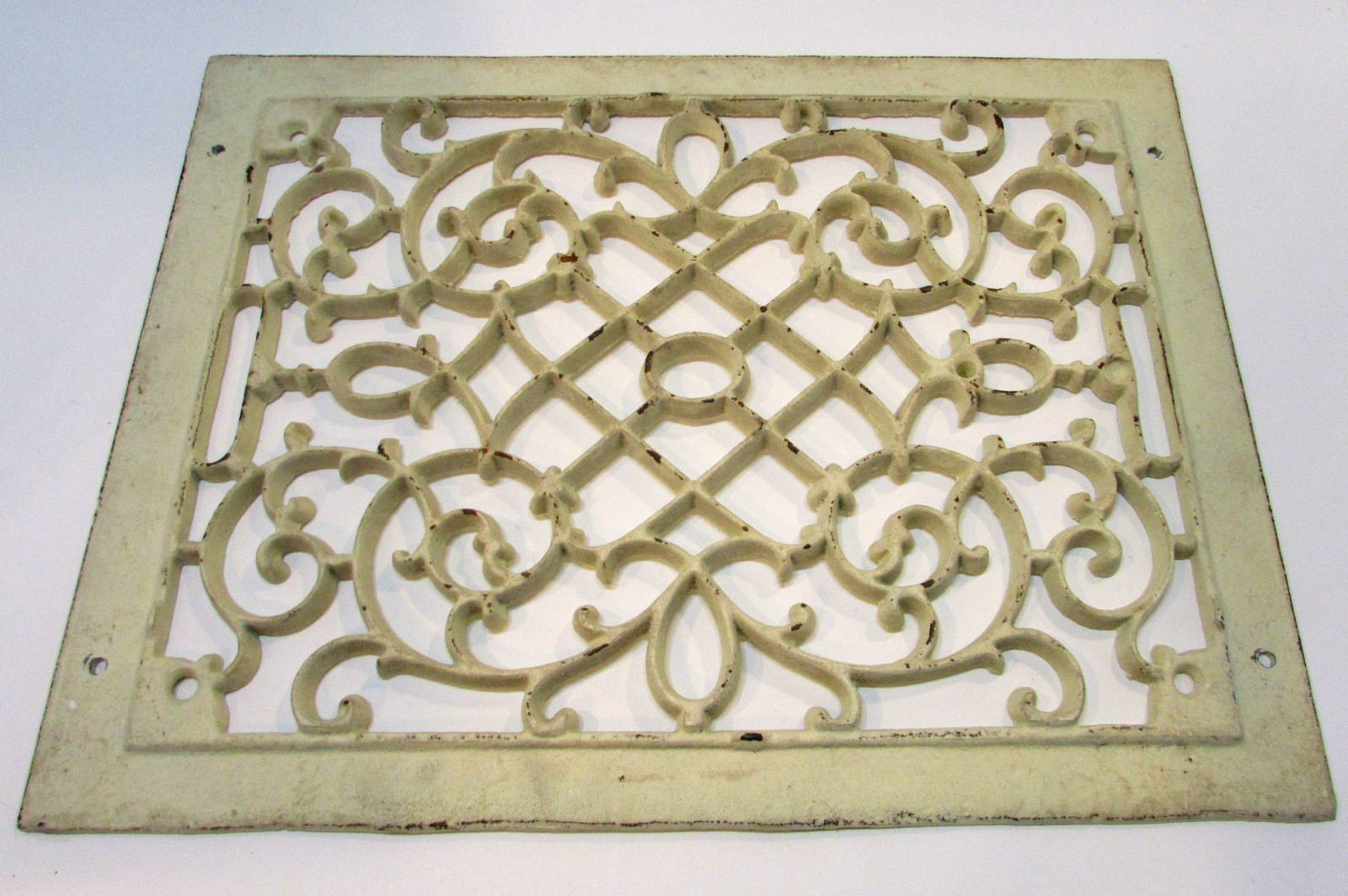 Old 1880\'s Ornate Cast Iron 12x15 Rectangle Antique House Heat Floor Wall Grate